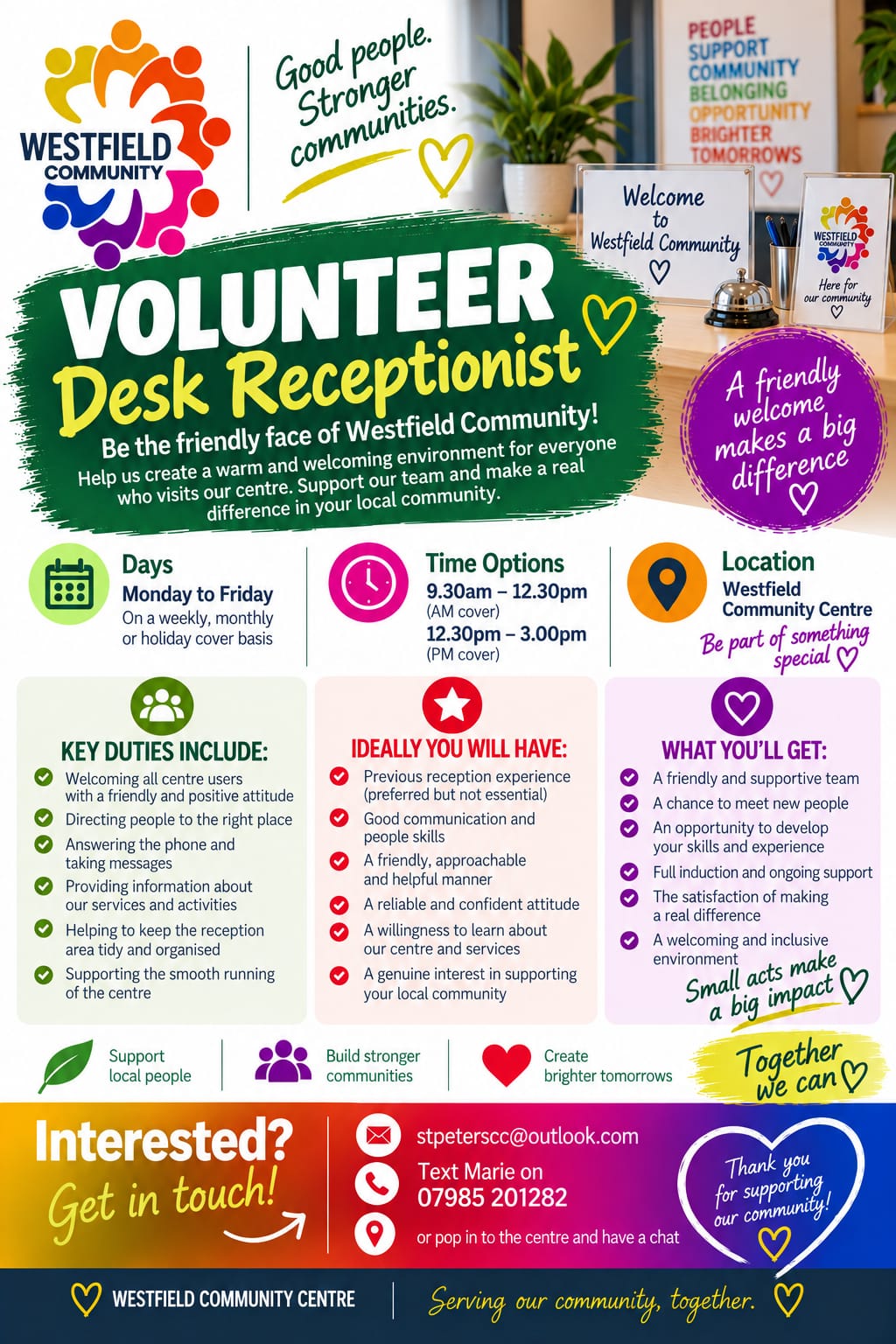 desk volunteer poster